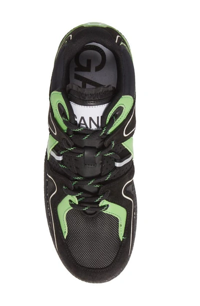 Shop Ganni Sporty Mix Retro Sneaker In Black/ Green