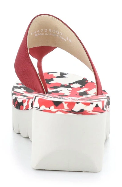 Shop Fly London Yomu Wedge Flip Flop In 007 Lipstick Red Camo