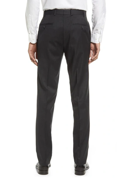 Jb Britches Flat Front Wool Trousers In Charcoal