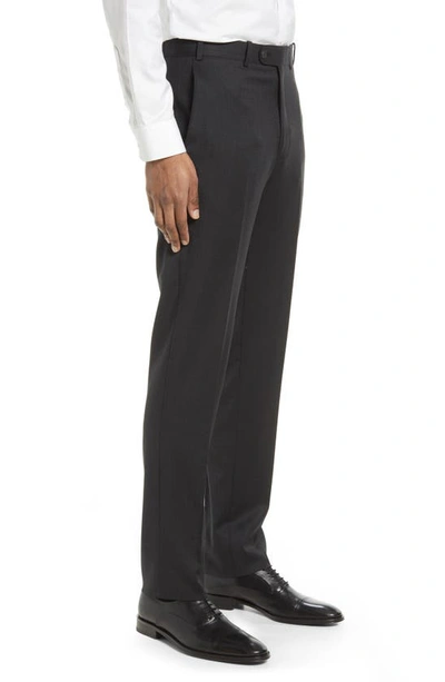 Jb Britches Flat Front Wool Trousers In Charcoal