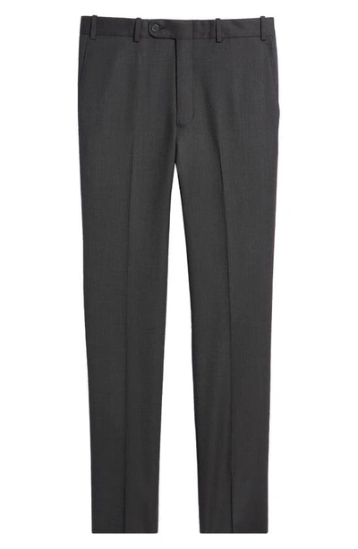 Shop Jb Britches Flat Front Wool Trousers In Charcoal
