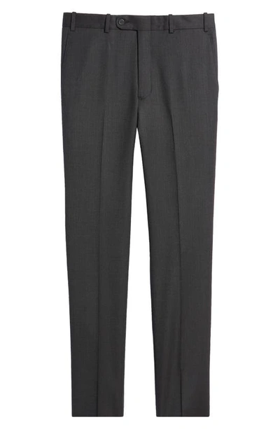 Jb Britches Flat Front Wool Trousers In Charcoal