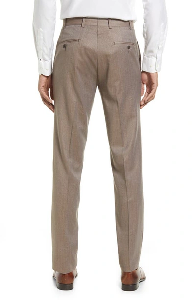 Jb Britches Flat Front Wool Trousers In Khaki