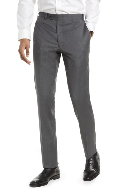 Shop Jb Britches Flat Front Wool Trousers In Mid Grey