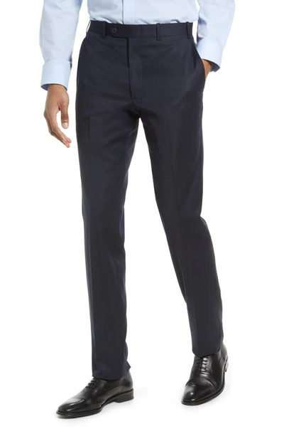 Shop Jb Britches Flat Front Wool Trousers In Navy