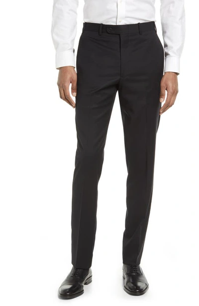 Shop Jb Britches Flat Front Wool Trousers In Black