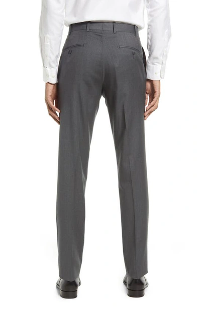 Jb Britches Flat Front Wool Trousers In Mid Grey