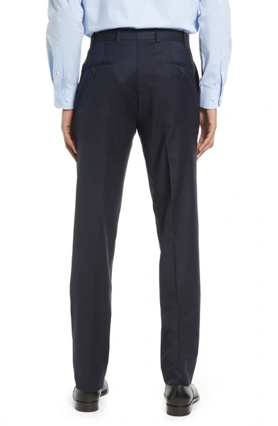 Shop Jb Britches Flat Front Wool Trousers In Navy