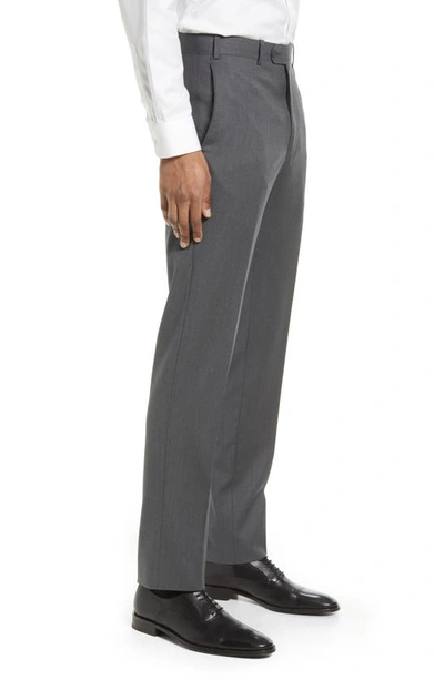 Jb Britches Flat Front Wool Trousers In Mid Grey