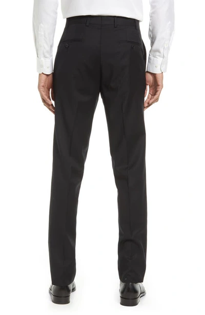 Jb Britches Flat Front Worsted Wool Trousers In Black