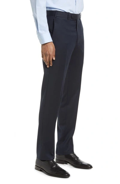 Shop Jb Britches Flat Front Wool Trousers In Navy