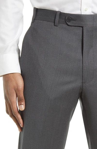 Jb Britches Flat Front Wool Trousers In Mid Grey