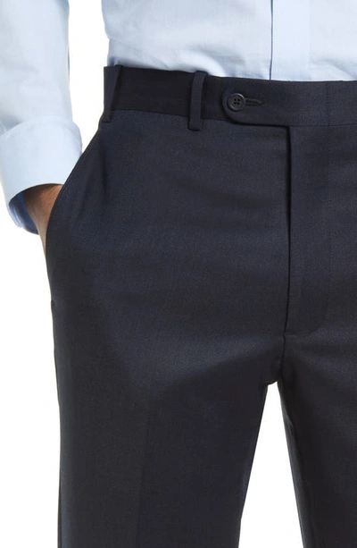 Shop Jb Britches Flat Front Wool Trousers In Navy