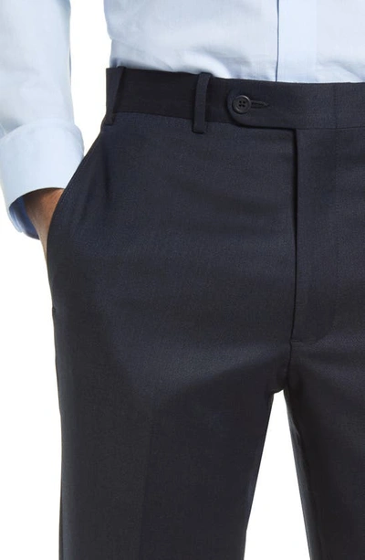 Jb Britches Flat Front Wool Trousers In Navy
