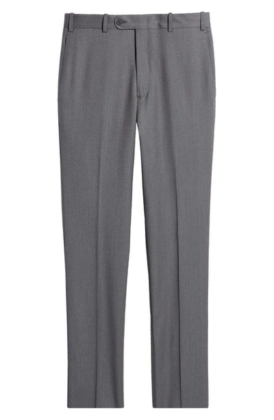 Shop Jb Britches Flat Front Wool Trousers In Mid Grey