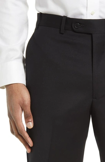 Jb Britches Flat Front Worsted Wool Trousers In Black