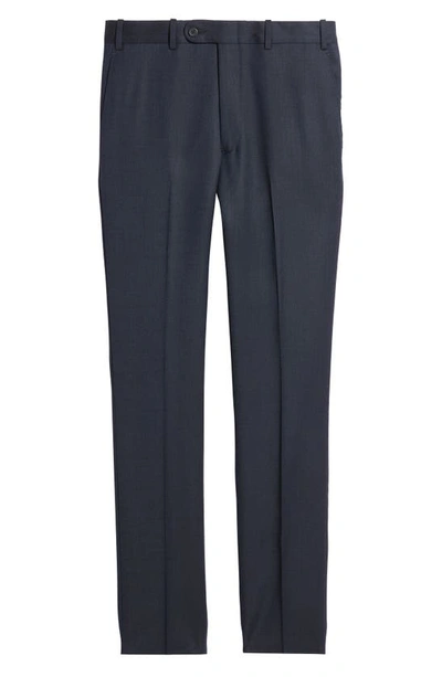 Jb Britches Flat Front Wool Trousers In Navy