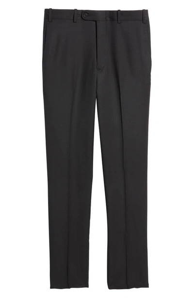 Jb Britches Flat Front Worsted Wool Trousers In Black