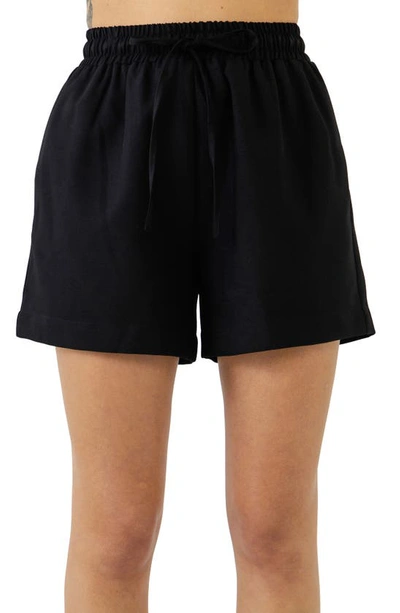 Grey Lab Drawstring Shorts In Black