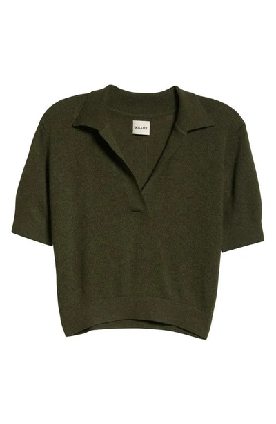Shop Khaite Jo Shrunken Stretch Cashmere Polo Sweater In Sage