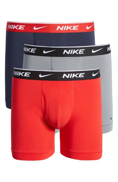 Shop Nike 3-pack Dri-fit Essential Stretch Cotton Boxer Briefs In Obsidian/ Cool Grey