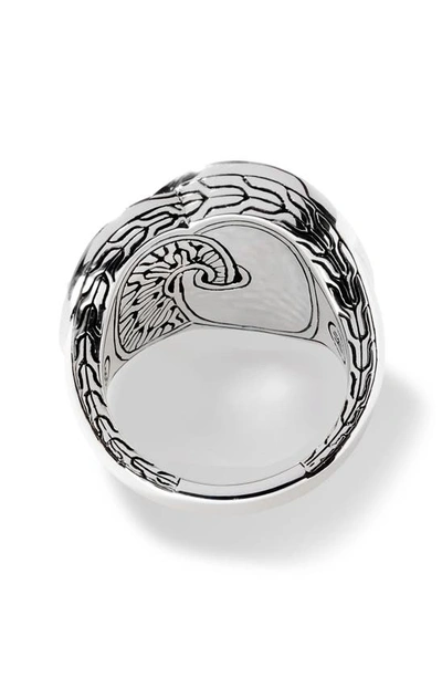 John Hardy Sterling Silver Classic Chain Black Sapphire & Black Spinel Intertwined Disc Statement Ring In Black