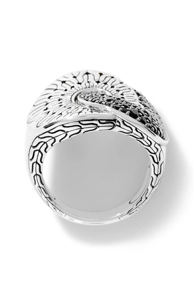 John Hardy Sterling Silver Classic Chain Black Sapphire & Black Spinel Intertwined Disc Statement Ring In Black