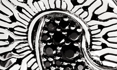 John Hardy Sterling Silver Classic Chain Black Sapphire & Black Spinel Intertwined Disc Statement Ring In Black