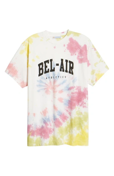Shop Bel-air Athletics College Tie Dye Cotton Logo Tee In 00 White