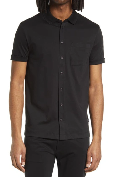 Hugo Boss Puno Short Sleeve Button-up Shirt In Black | ModeSens