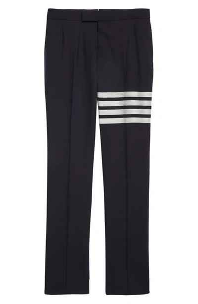 Shop Thom Browne 4-bar Mélange Wool Pants In Navy