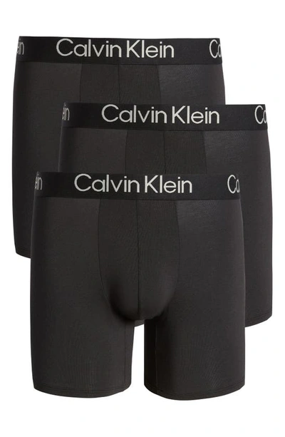 Shop Calvin Klein Ultra-soft Modern 3-pack Stretch Modal Boxer Briefs In Black