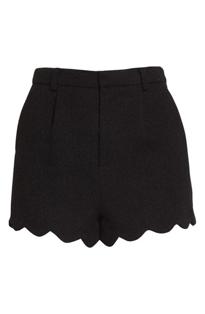 Shop Saint Laurent Scallop Hem Bouclé Tweed Shorts In Noir