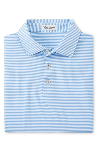 Shop Peter Millar Hales Stripe Performance Polo In Cottage Blue