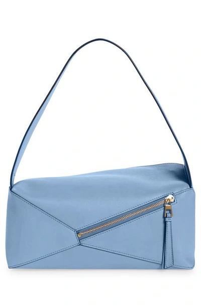 Shop Loewe Puzzle Leather Hobo Bag In Celestine Blue