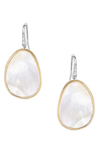 Shop Marco Bicego Lunaria Mother-of-pearl Drop Earrings In White Mother Of Pearl