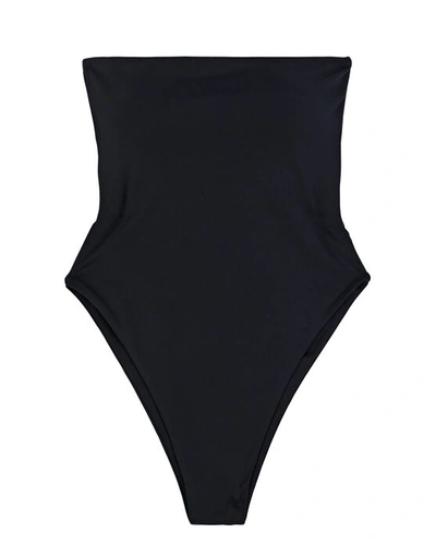 Shop Aexae Open-back Bandeau One-piece Swimsuit In Black