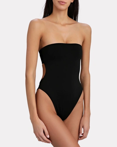 Shop Aexae Open-back Bandeau One-piece Swimsuit In Black