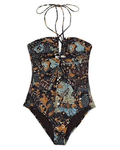 Shop Ulla Johnson Minorca Cut-out One-piece Swimsuit In Multi