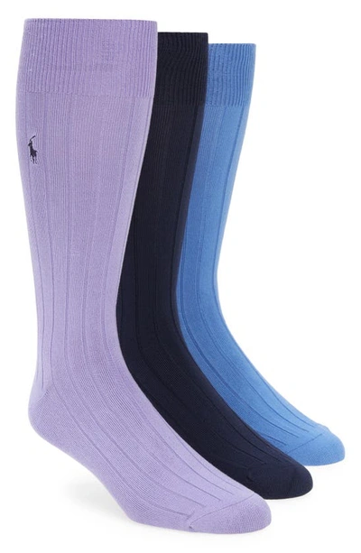 Shop Polo Ralph Lauren Ralph Lauren 3-pack Supersoft Ribbed Socks In Lavender