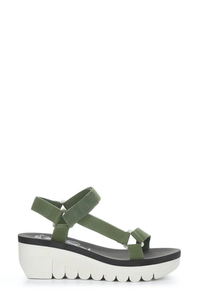 Shop Fly London Yefa Wedge Sandal In Military/ Black