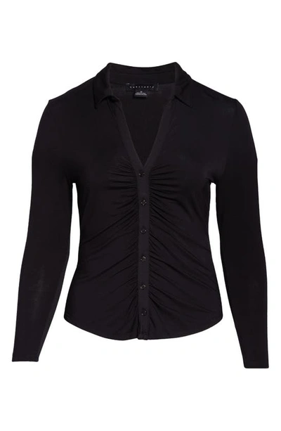 Shop Sanctuary Ruched Collar Cardigan In Blck