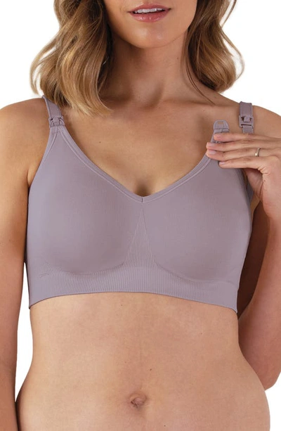 Shop Bravado Designs Body Silk Seamless Recycled Nylon Blend Wireless Maternity/nursing Bra In Grey Orchid