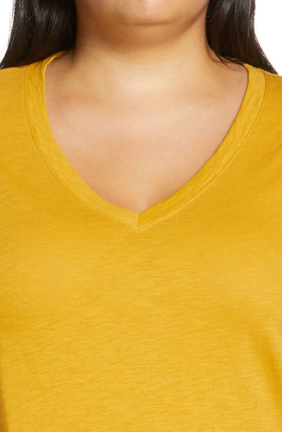 Shop Madewell Whisper Cotton V-neck T-shirt In Amber Gold