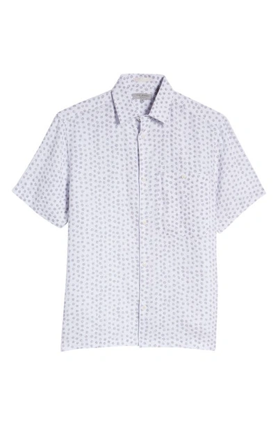 Shop Ted Baker Albert Short Sleeve Linen Button-up Shirt In Grey