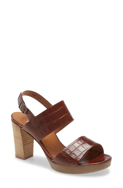 Shop Paul Green Amanda Slingback Platform Sandal In Cuoio Croco
