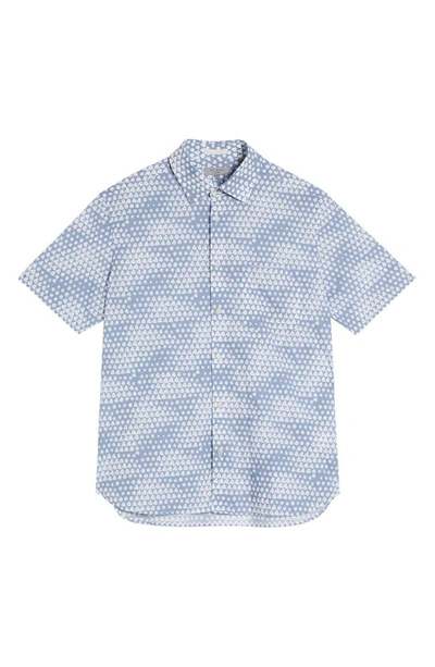 Shop Ted Baker Hunno Short Sleeve Button-up Shirt In Light Blue