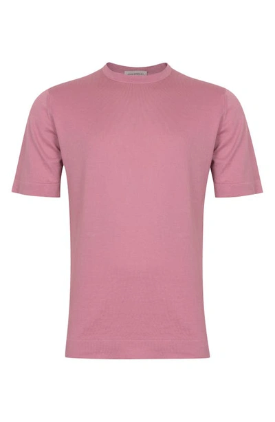 Shop John Smedley Lorca Crewneck T-shirt In Moorland Pink