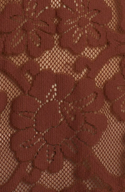 Shop Valentino Peonies Blanket Long Sleeve Caftan Lace Dress In Chocolate C30