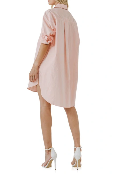 Shop English Factory Classic Collar Shirtdress In Blush